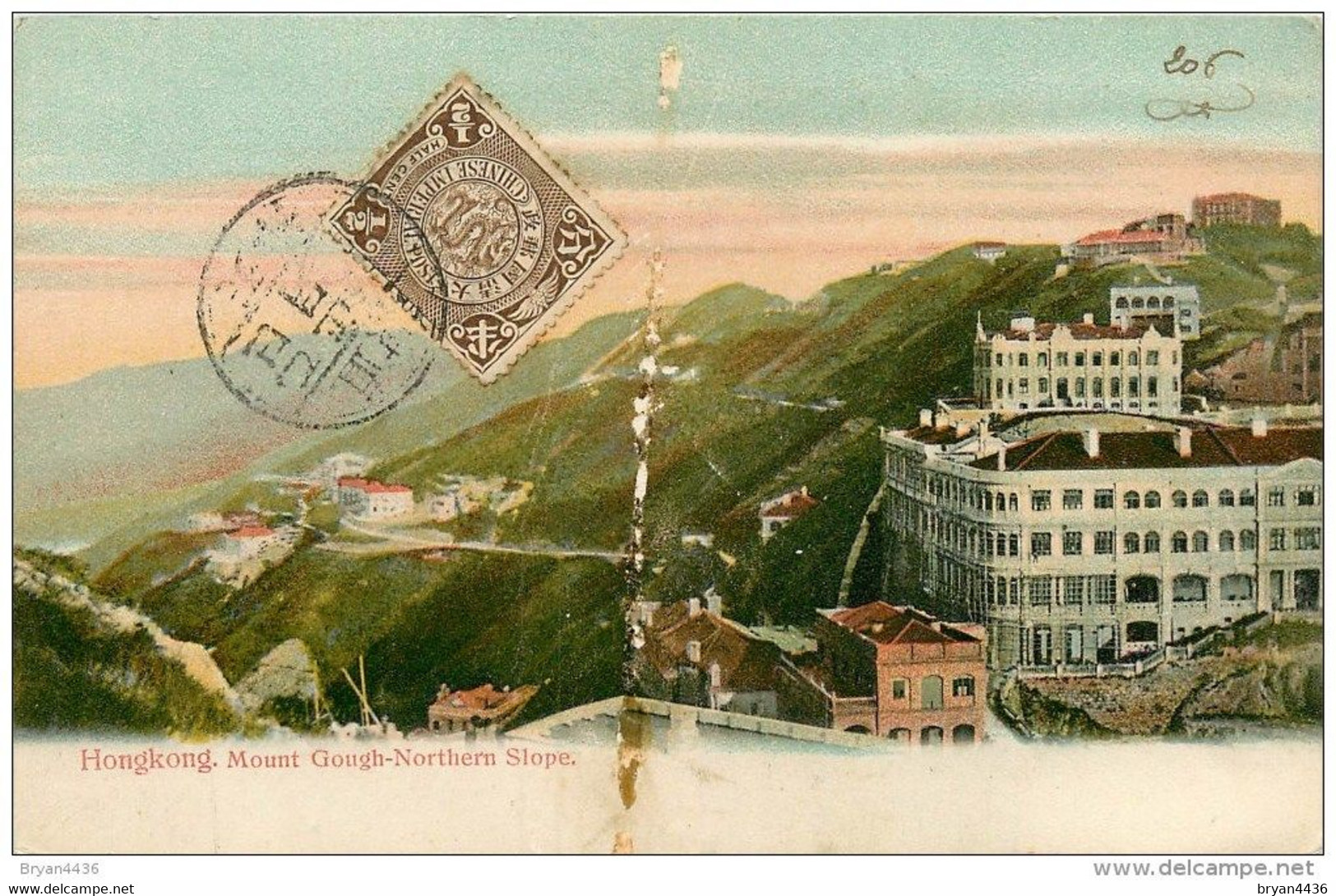 TIMBRE  1/2 C. - Légende; "CHINE IMPERIALE" - Chine - Hongkong - **Mount Gough-Nothern Slope  - Sur CPA PRECURSEUR - Lettres & Documents