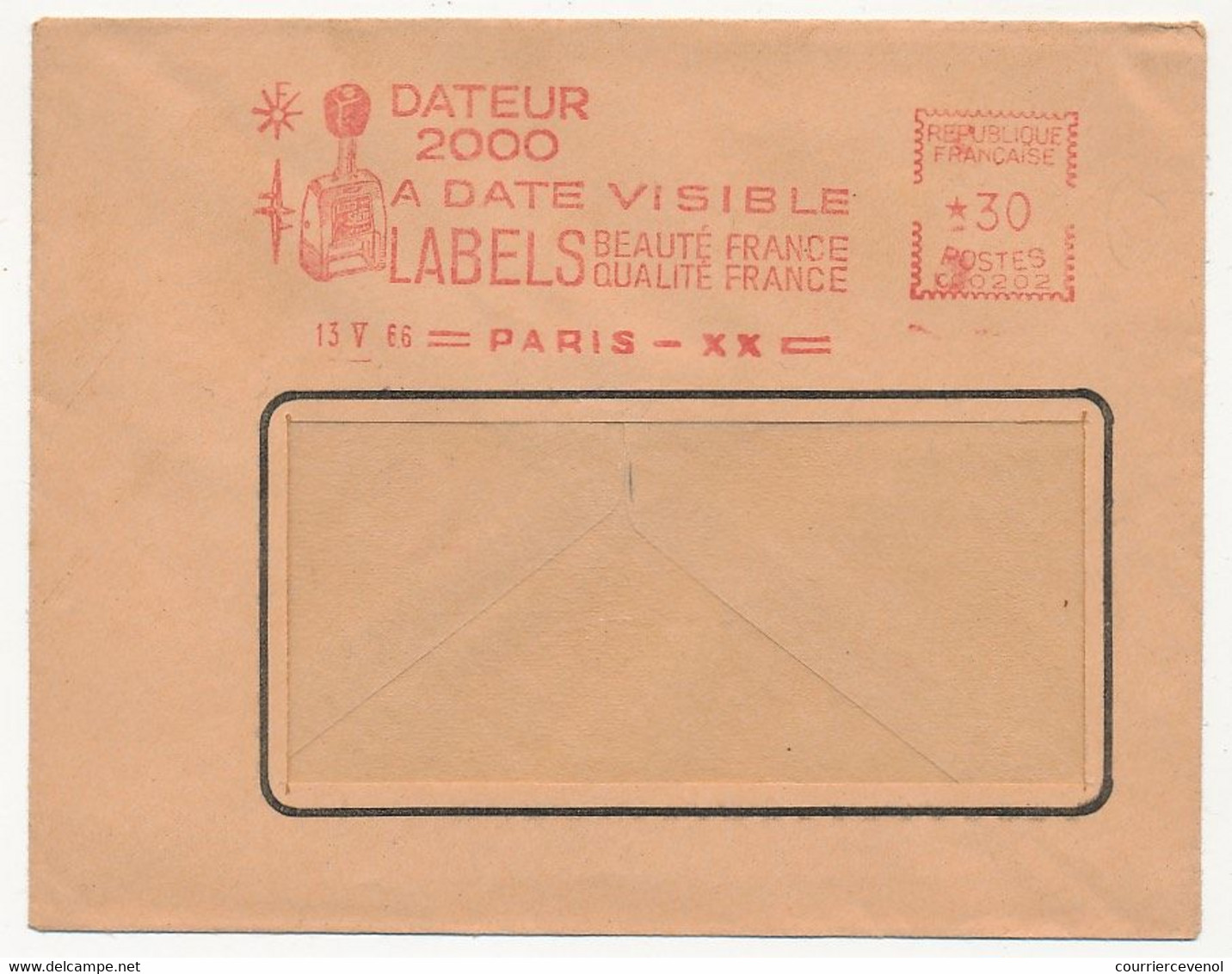 FRANCE - Env Fenêtre EMA - Dateur 2000 à Date Visible - LABELS Beauté France Qualité F... PARIS XX - 13/5/1966 - EMA (Printer Machine)