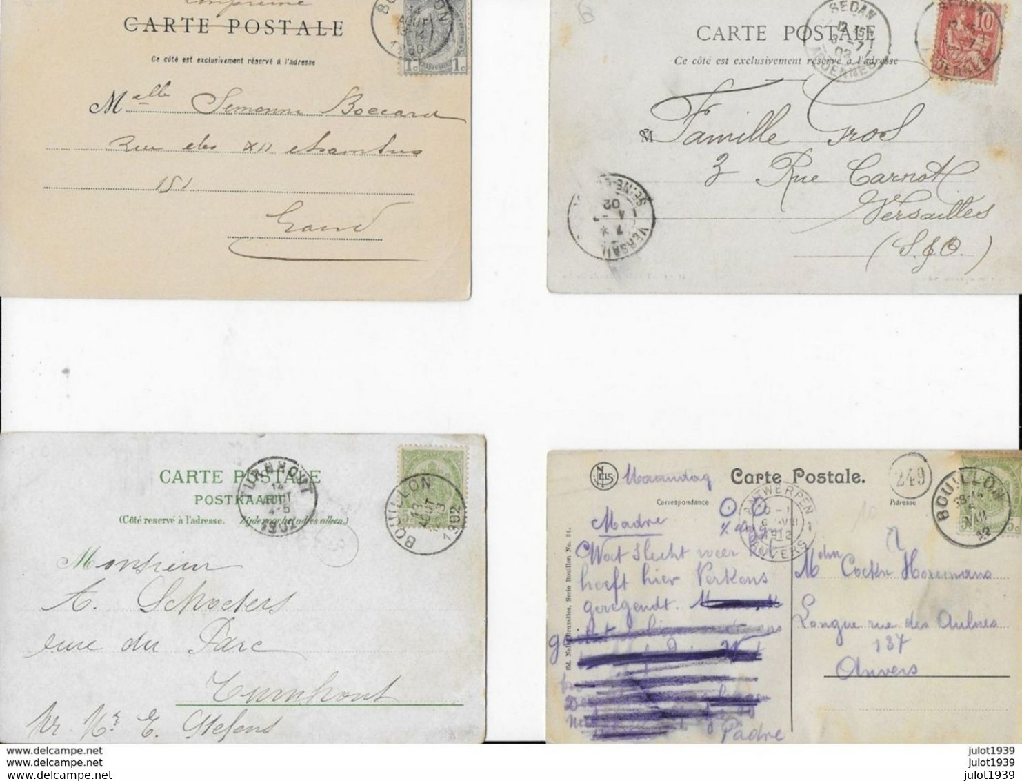 BOUILLON ..-- 4 Cartes Anciennes De BOUILLON . Ecrites . - Bouillon