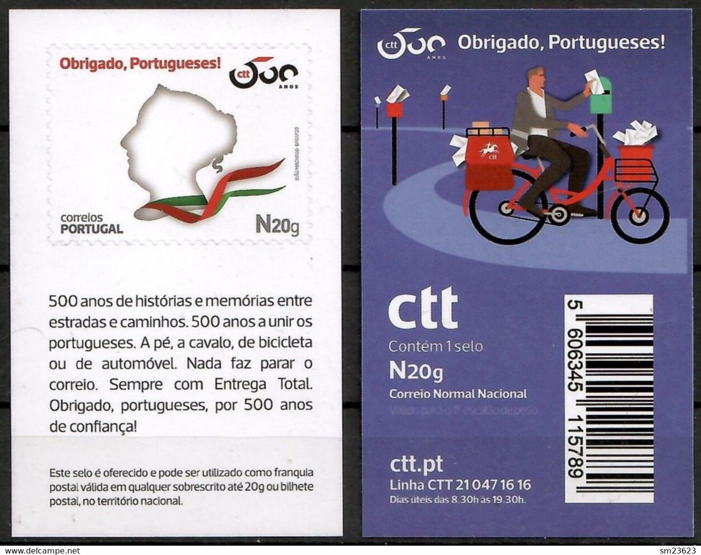 Portugal  2020 , 500 Jahre Portugiesischer Post Service - Selbstklebend /self-adhesive - Postfrisch / MNH / (**) - Unused Stamps