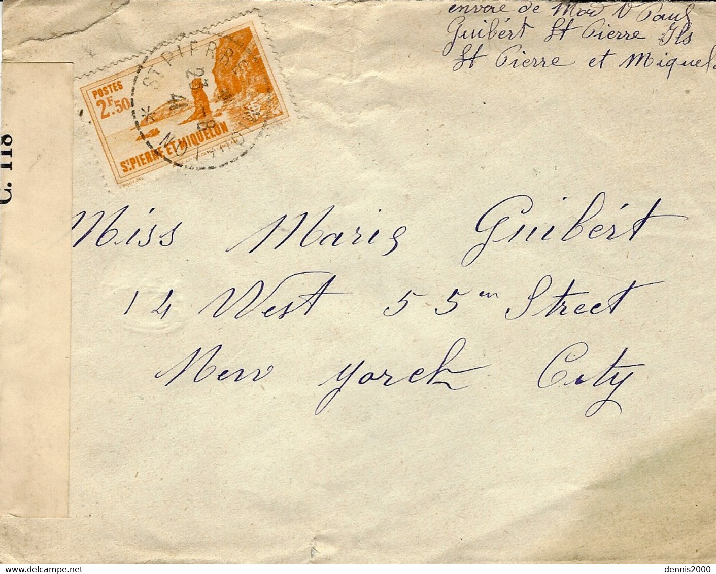 1941 - Enveloppe Affr. N° 206 SEUL Pour New York  -  Censure  C. 118 - Storia Postale