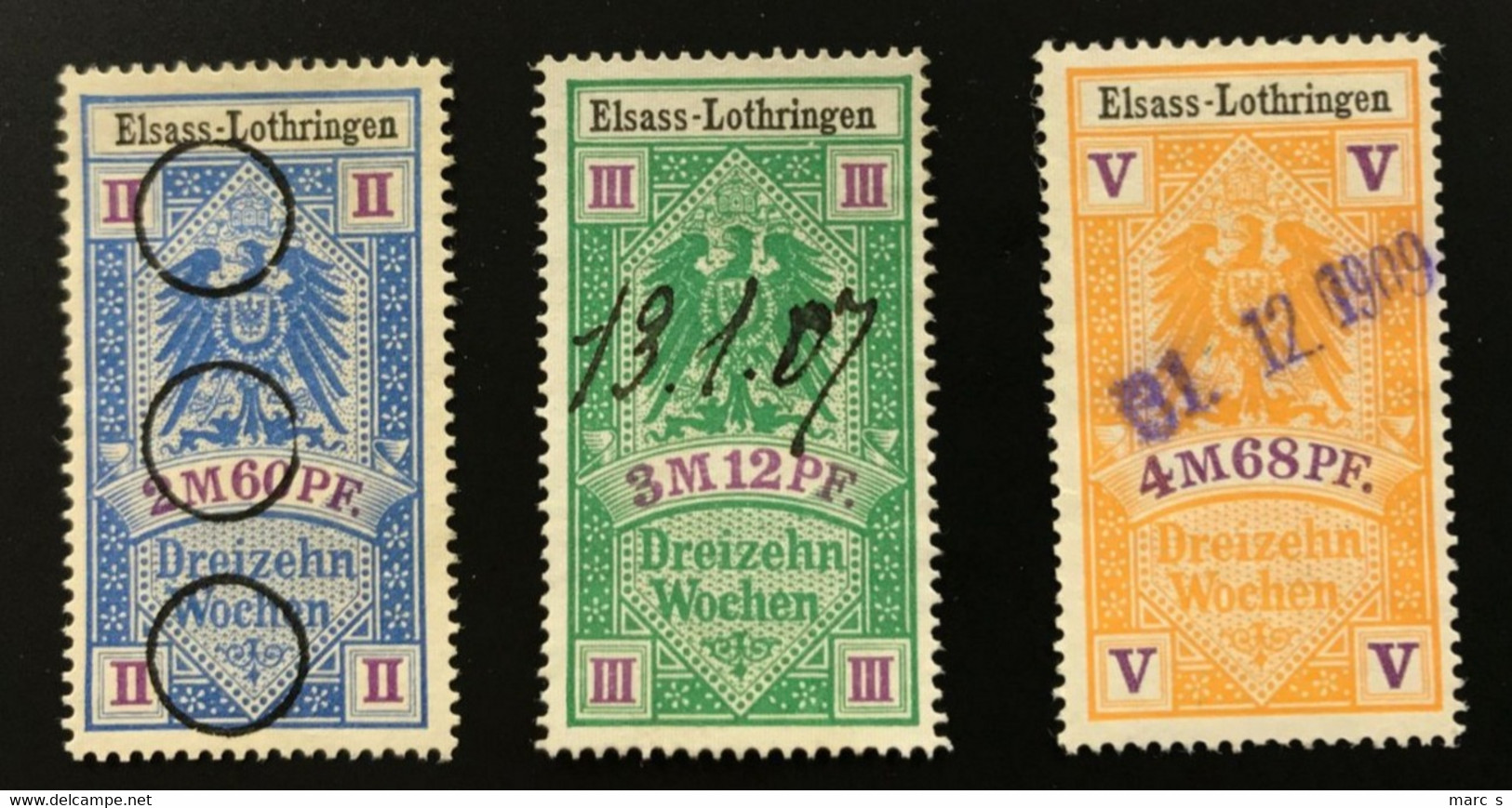 ALSACE SOCIAUX YT 13 / 14 / 16  - 13 Semaines - CV 93€ - RARE - TBE - Marche Da Bollo