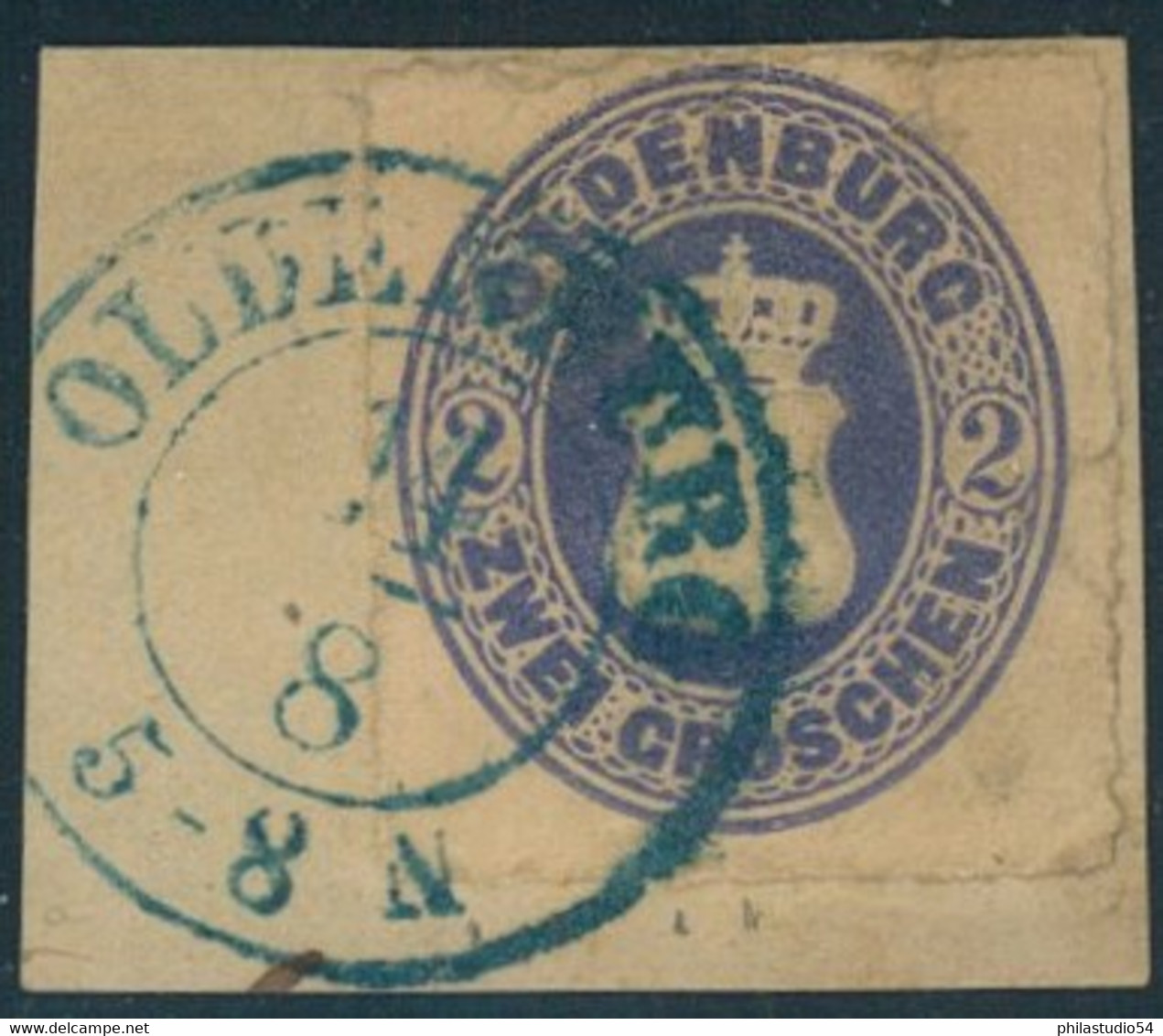 1862, 2 Groschen Durchstochen Auf Prachtbriefstück Mit Blauem OLDENBURG-Stempel - Oldenbourg