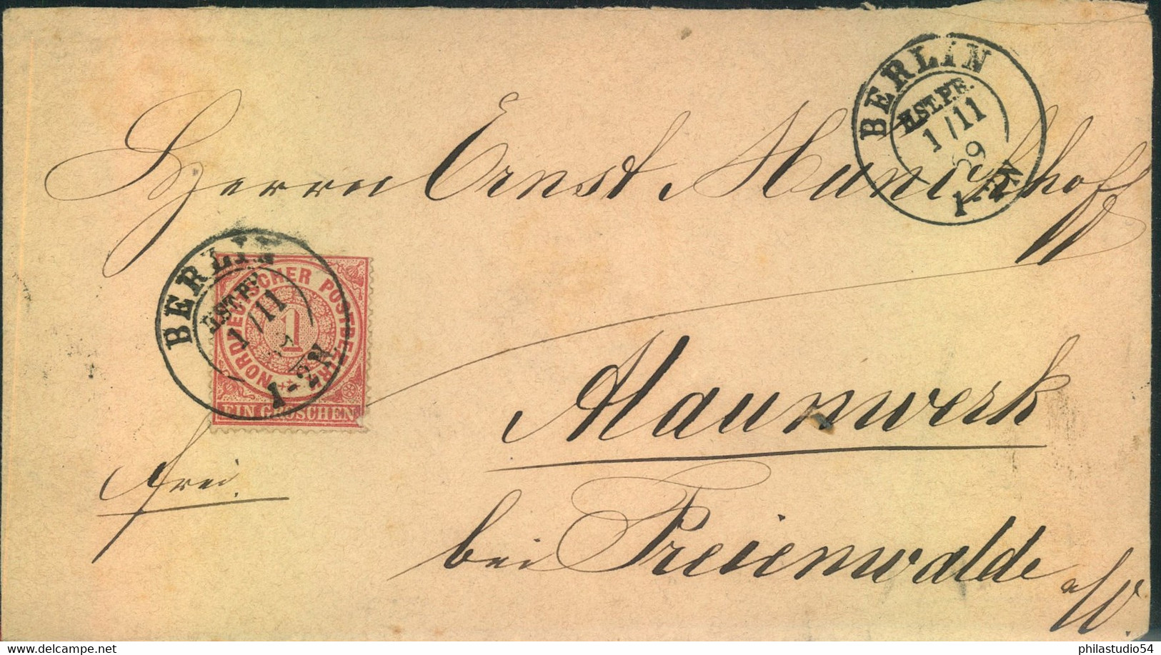 1869, "BERLIN HST. P.E. 1/11 69" Auf Brief Mit 1 Gr. BDP - Maschinenstempel (EMA)