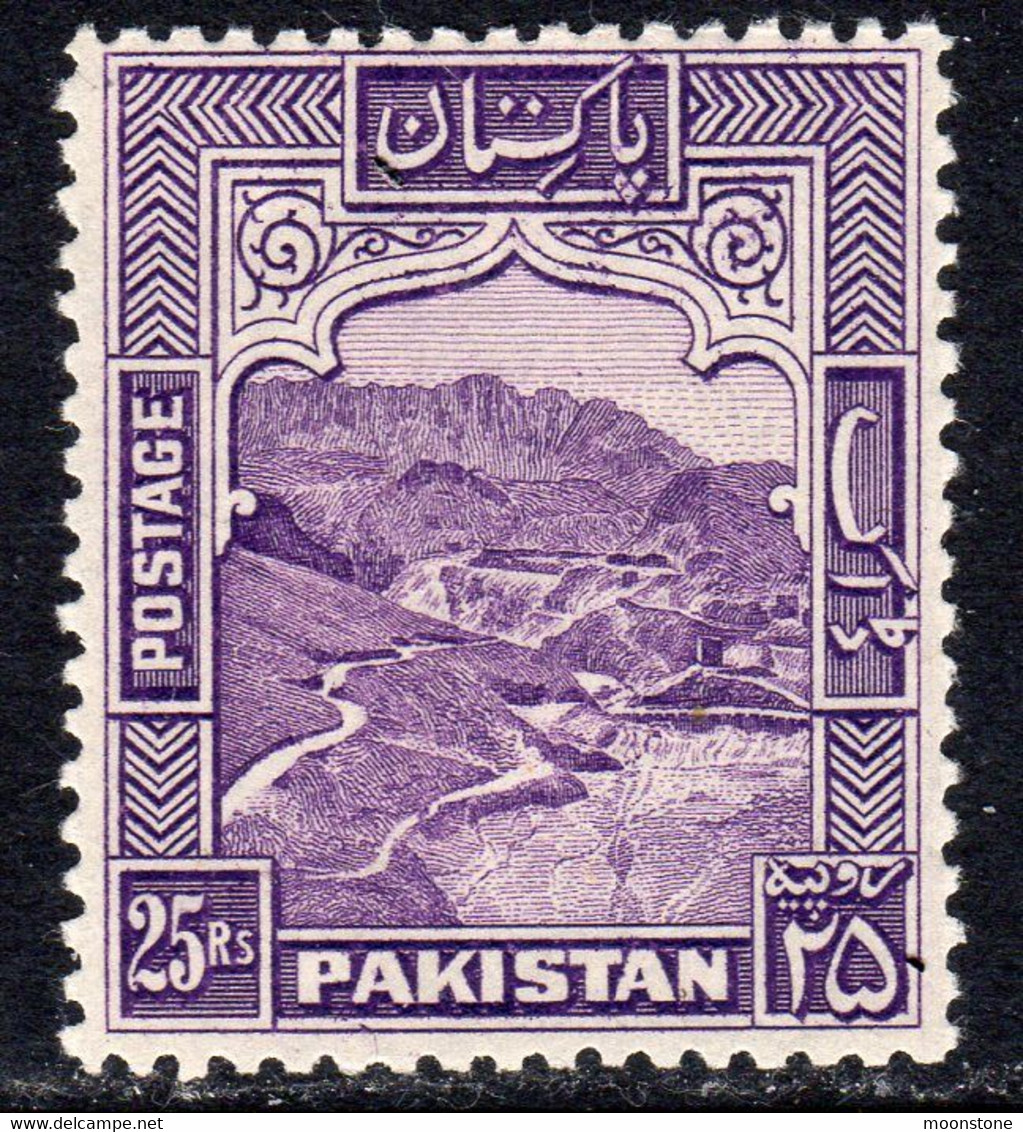 Pakistan 1948 25 Rupees Violet Definitive, Perf. 13, MNH, SG 43b (E) - Pakistan