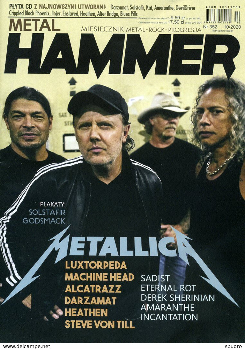 Magazine Metal Hammer (Pologne) N°352 Octobre 2020. Metallica Et Luxtorpeda En Couverture (2 Faces, 2 Couv). Sans Le CD. - Música
