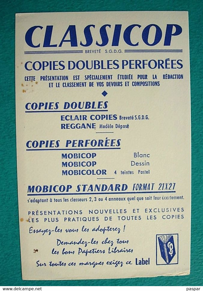 Buvard Classicop Copies Doubles Perforées - Papeterie