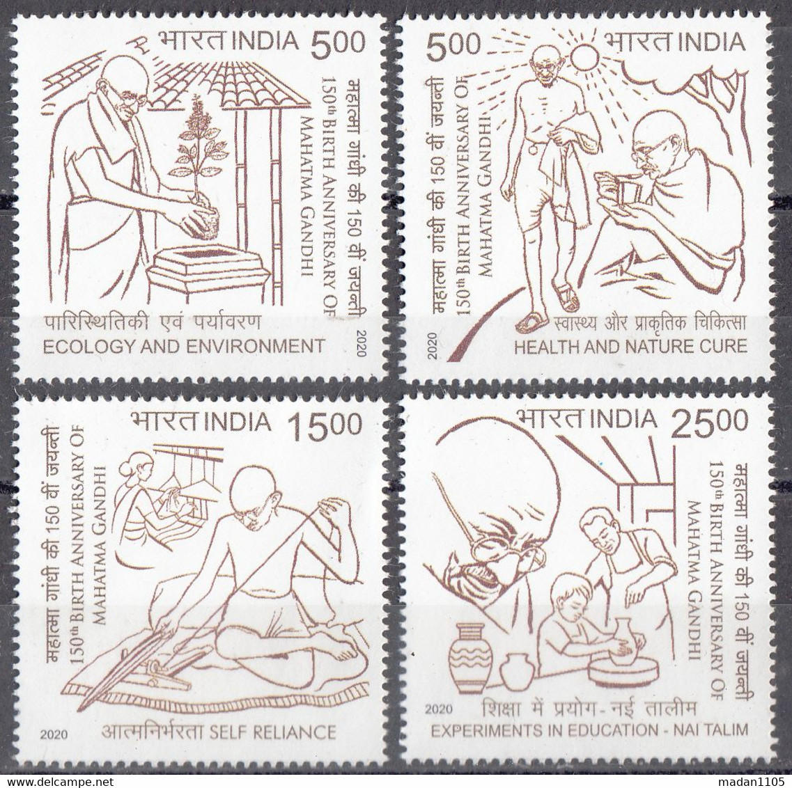 INDIA 2020 3rd ISSUE, 150th Anniversary Birth Of Mahatma GANDHI, Set 4v Complete,  MNH(**) - Unused Stamps