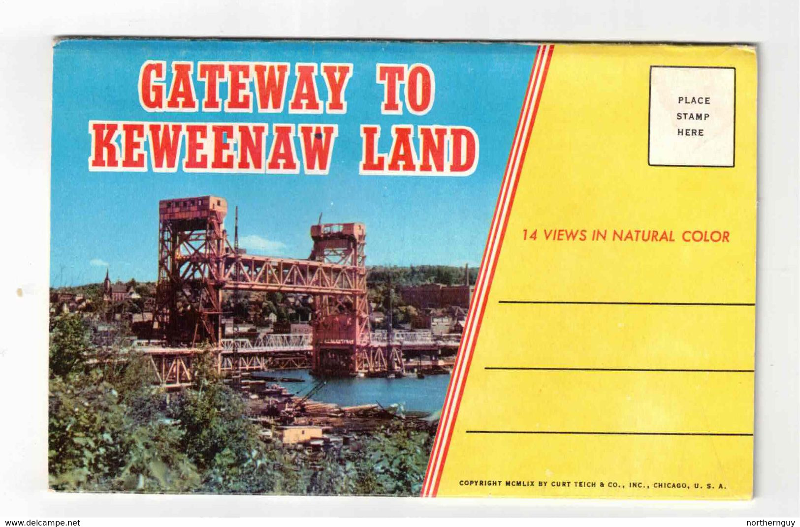 MICHIGAN USA, Gateway To Keweenaw Land, 1959 Curteich Souvenir  Fold-Out Postcard - Sonstige & Ohne Zuordnung