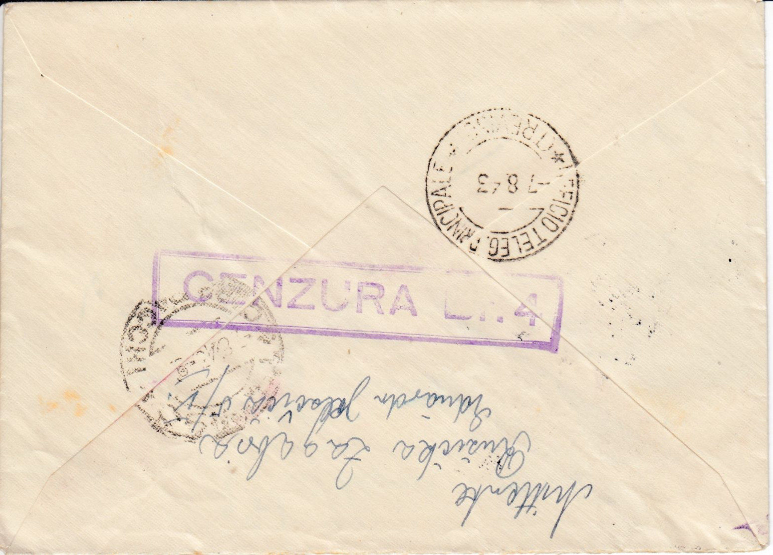 Croatia WWII Hrvatska NDH Censored Cover To Italy, Zagreb Censor Mark CENZURA Br 4 - Croatia