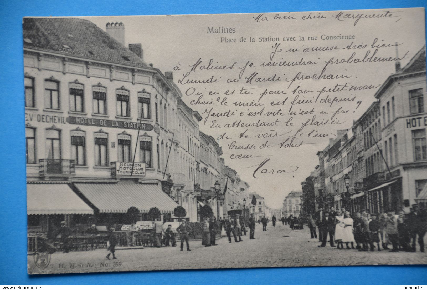 Malines 1905: Place De La Station Avec La Rue Conscience Très Animée - Machelen