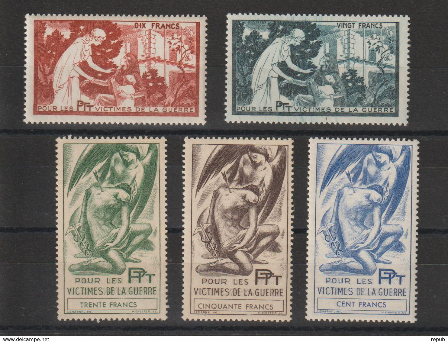 France 1947 Timbre De Bienfaisance PTT 59-63 5 Val ** MNH - Otros & Sin Clasificación