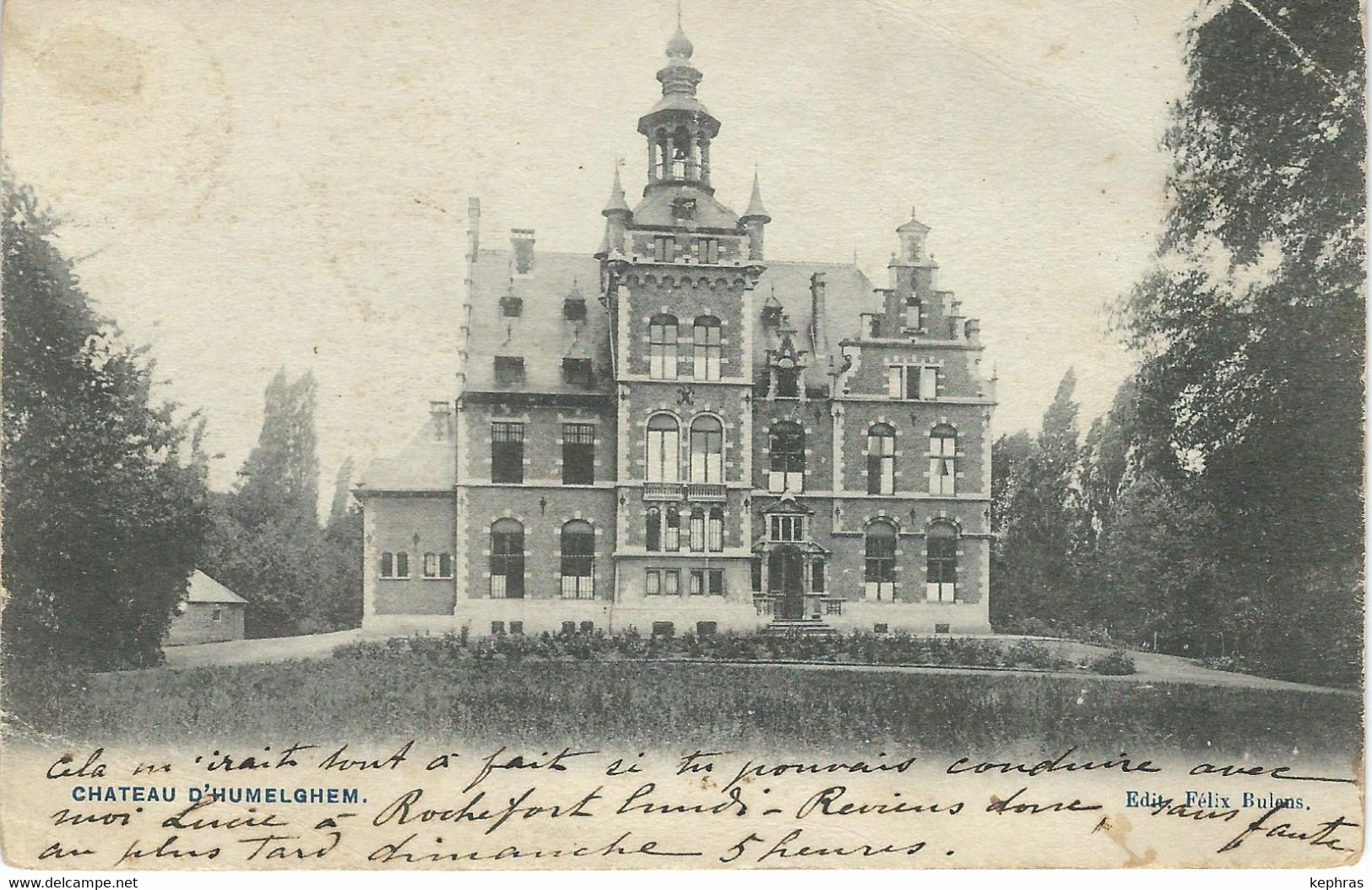 Château D' HUMELGHEM - RARE VARIANTE - Cachet De La Poste 1913 - Steenokkerzeel