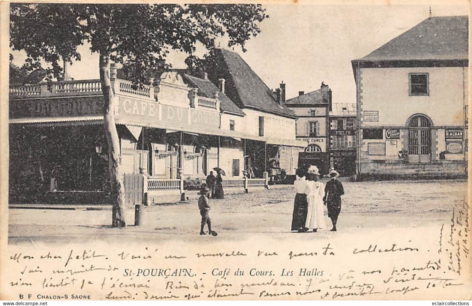 Saint Pourçain Sur Sioule           03       Café Du Cours Et Les Halles     (voir Scan) - Sonstige & Ohne Zuordnung