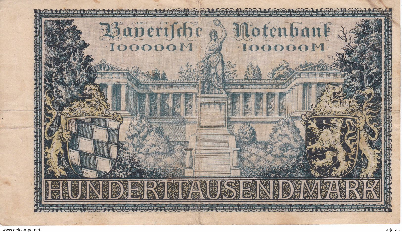 BILLETE DE ALEMANIA DE 100000 MARK DEL AÑO 1923  (BANKNOTE) - 100000 Mark