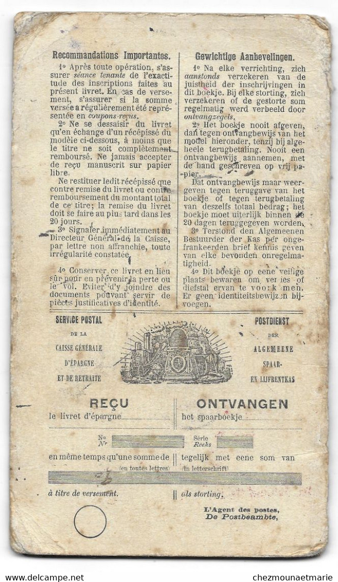 LIVRET D EPARGNE SPAARBOEKJE BELGIQUE SENEFFE MANAGE TIMBRES DE 1907 A 1946 DE HAMAIDE AIME BELLECOURT - Autres & Non Classés