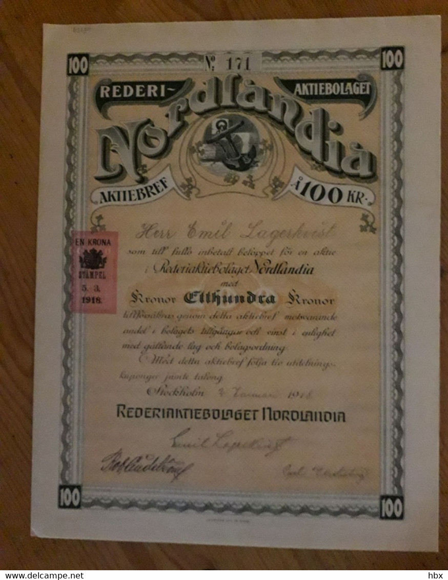 Rederi Nordlandia - 1918 - Navigation