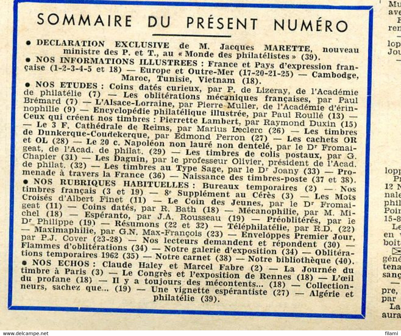 Le Monde Des Philatelistes Mai 1962,Alsace-Lorraine,colis-postaux,Sage,Dunkerque-Coudekerque,cachet OR Et OL,Napoleon 20 - Frans (vanaf 1941)