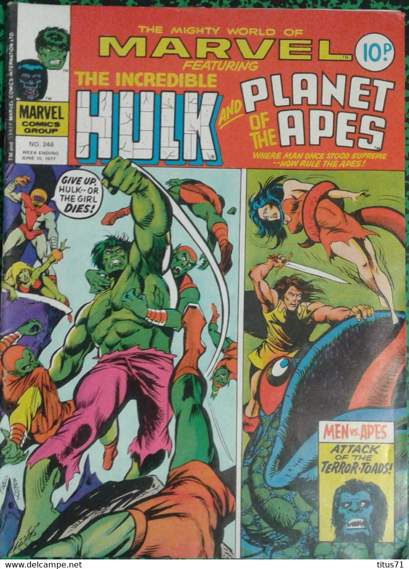BD Marvel Comics UK The Incredible Hulk And Planet Of The Apes - 15/06/1977 - Fumetti  Britannici