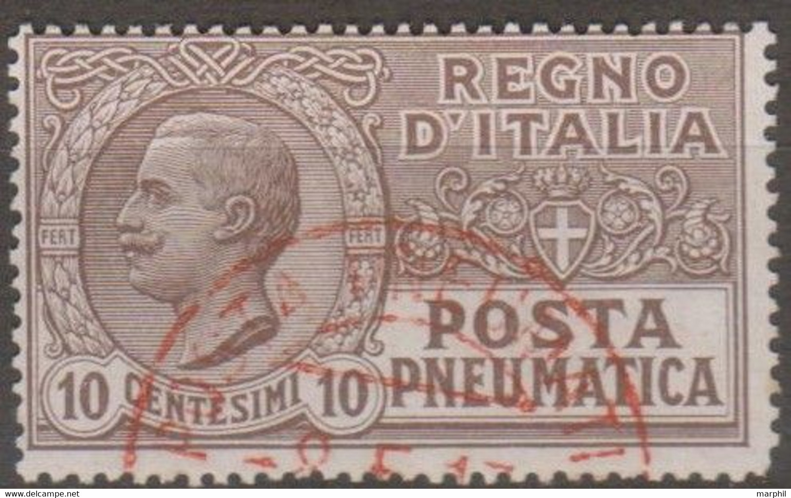 Italia 1913 Posta Pneumatica UnN°PN1 (o) Annullo Rosso Non Comune - Pneumatic Mail