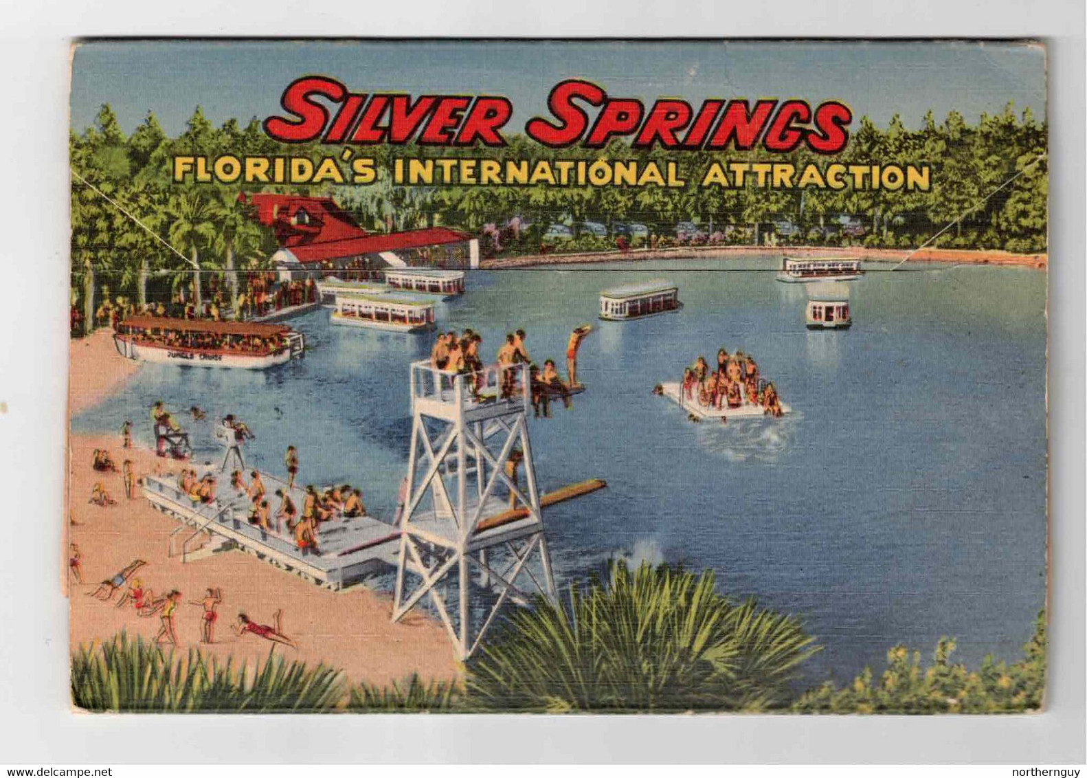 SILVER SPRINGS, Florida, USA, 1957 Linen Curteich Souvenir  Fold-Out Postcard - Silver Springs