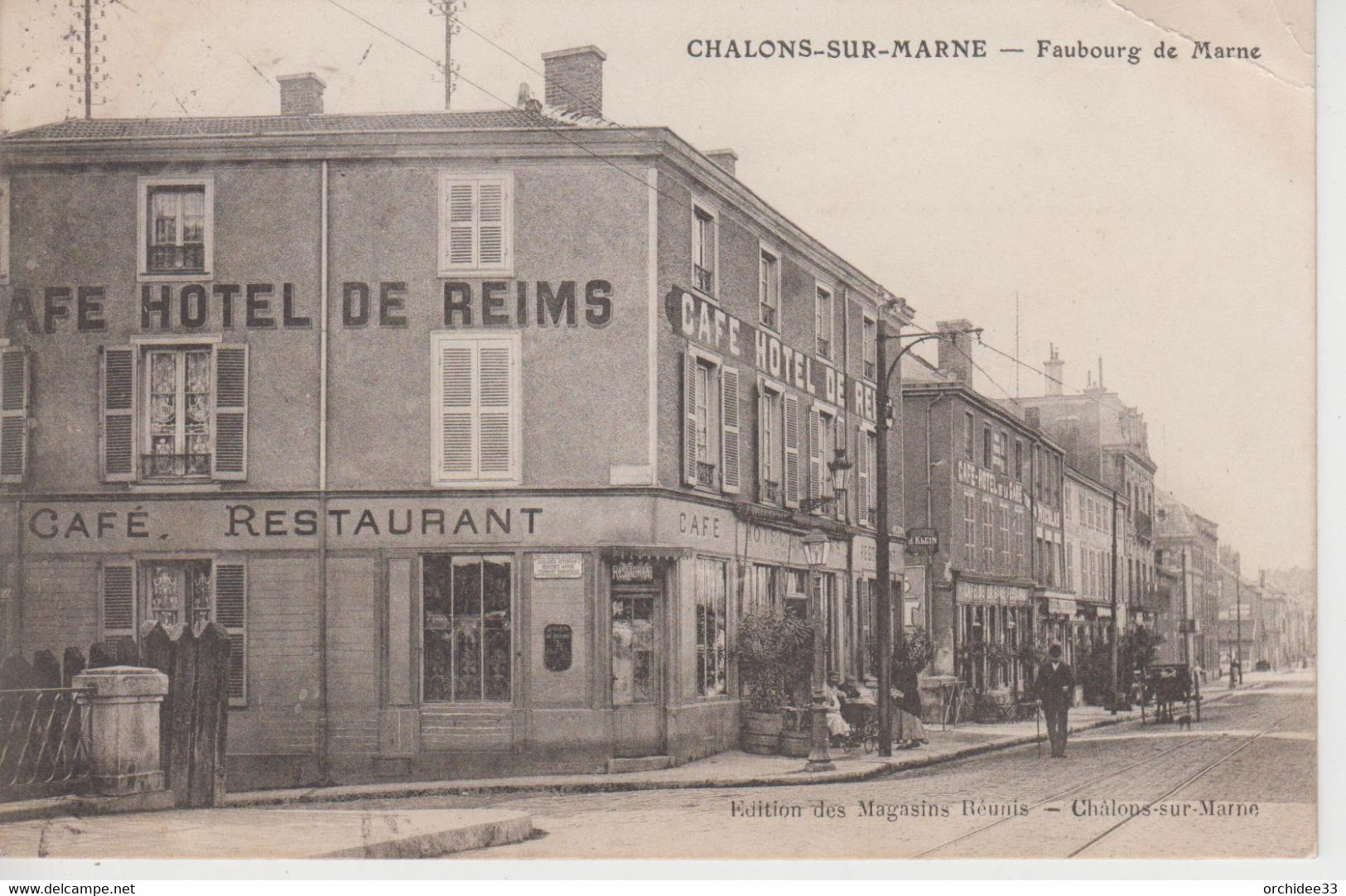 CPA Chalons-sur-Marne - Faubourg De Marne (avec Café-Hôtel De Reims) - Châlons-sur-Marne