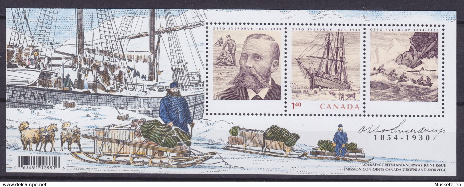 Canada 2004 Mi. Block 69 Miniature Sheet Otto Sverdrup Norwegian Polar Discoverer Joint Issue Greenland & Norway MNH** - Blocs-feuillets