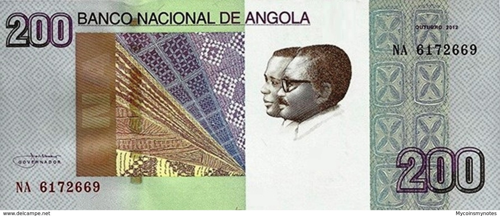 ANGOLA 200 Kwanzas 2012 - Tchimbue Falls, P154a, UNC, Very Rare - Angola