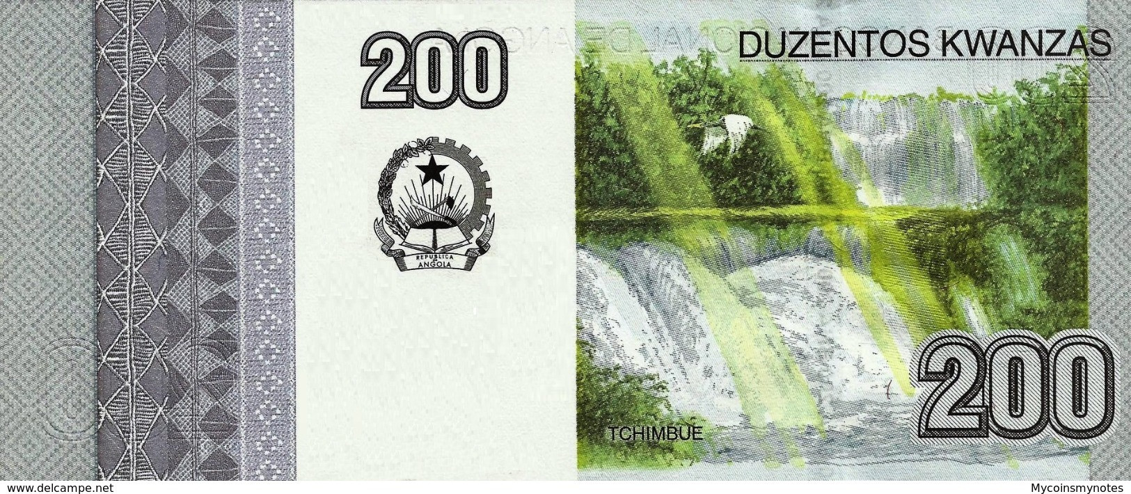 ANGOLA 200 Kwanzas 2012 - Tchimbue Falls, P154a, UNC, Very Rare - Angola