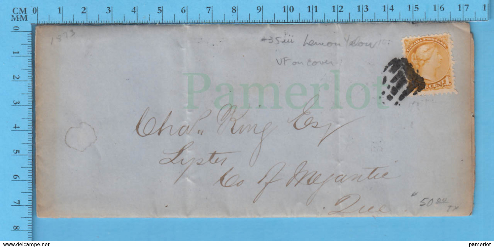 Canada Scott # 35iii Small Queen, On A Letter, " Weekly Stock & Share List 1873, Withautograph Send To Lipter Megantic - Cartas & Documentos