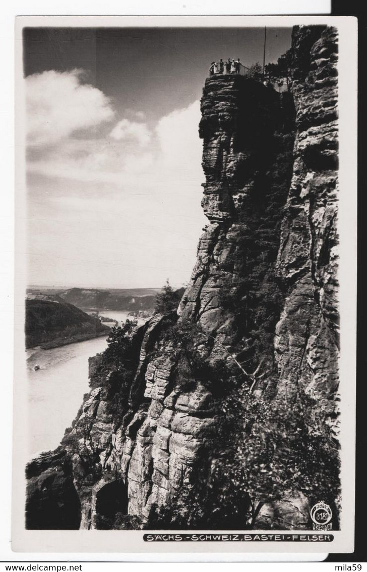 Sächs. Schweiz, Bastei Felsen. Sächsischer Schweiz. 1928. - Bastei (sächs. Schweiz)