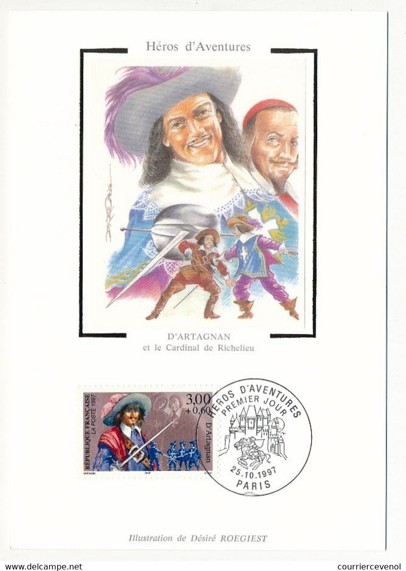 FRANCE - 6 Cartes Maximum Soie - Héros D'Aventure - D'Artagnan, Fracasse, Cyrano, Lancelot... 25/10/1987 PARIS - 1990-1999