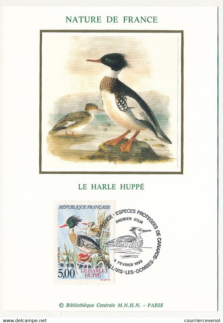 FRANCE - 4 Cartes Maximum Soie - Nature De France, Espèces Protégées De Canards - 01 Villars Les Dombes - 6 Fév 1993 - 1990-1999