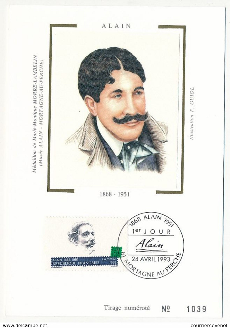 FRANCE => 6 Cartes Maximum Soie - Série Des Ecrivains 1993 - Pagnol, Chamson, Yourcenar, Cocteau, Alain, Maupassant - 1990-1999