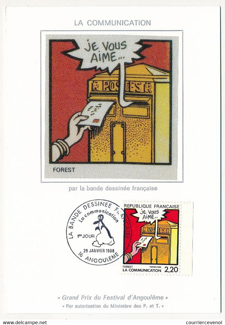 FRANCE => 12 Cartes Maximum Soie - La Communication Par La Bande Dessinée - Angouleme - 2/ Janvier 1988 - 1980-1989