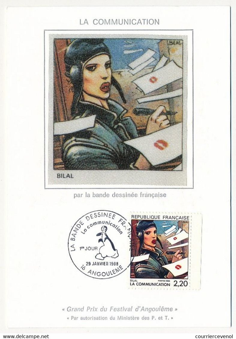 FRANCE => 12 Cartes Maximum Soie - La communication par la Bande dessinée - Angouleme - 2/ Janvier 1988
