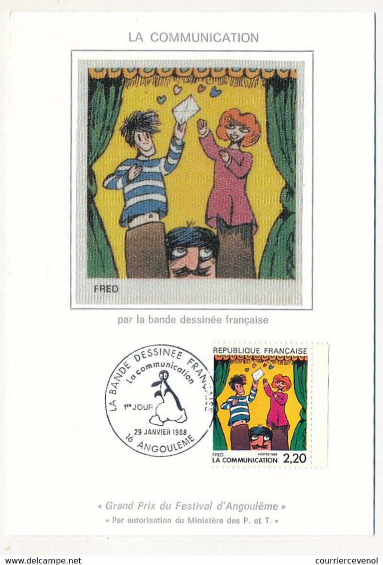 FRANCE => 12 Cartes Maximum Soie - La communication par la Bande dessinée - Angouleme - 2/ Janvier 1988