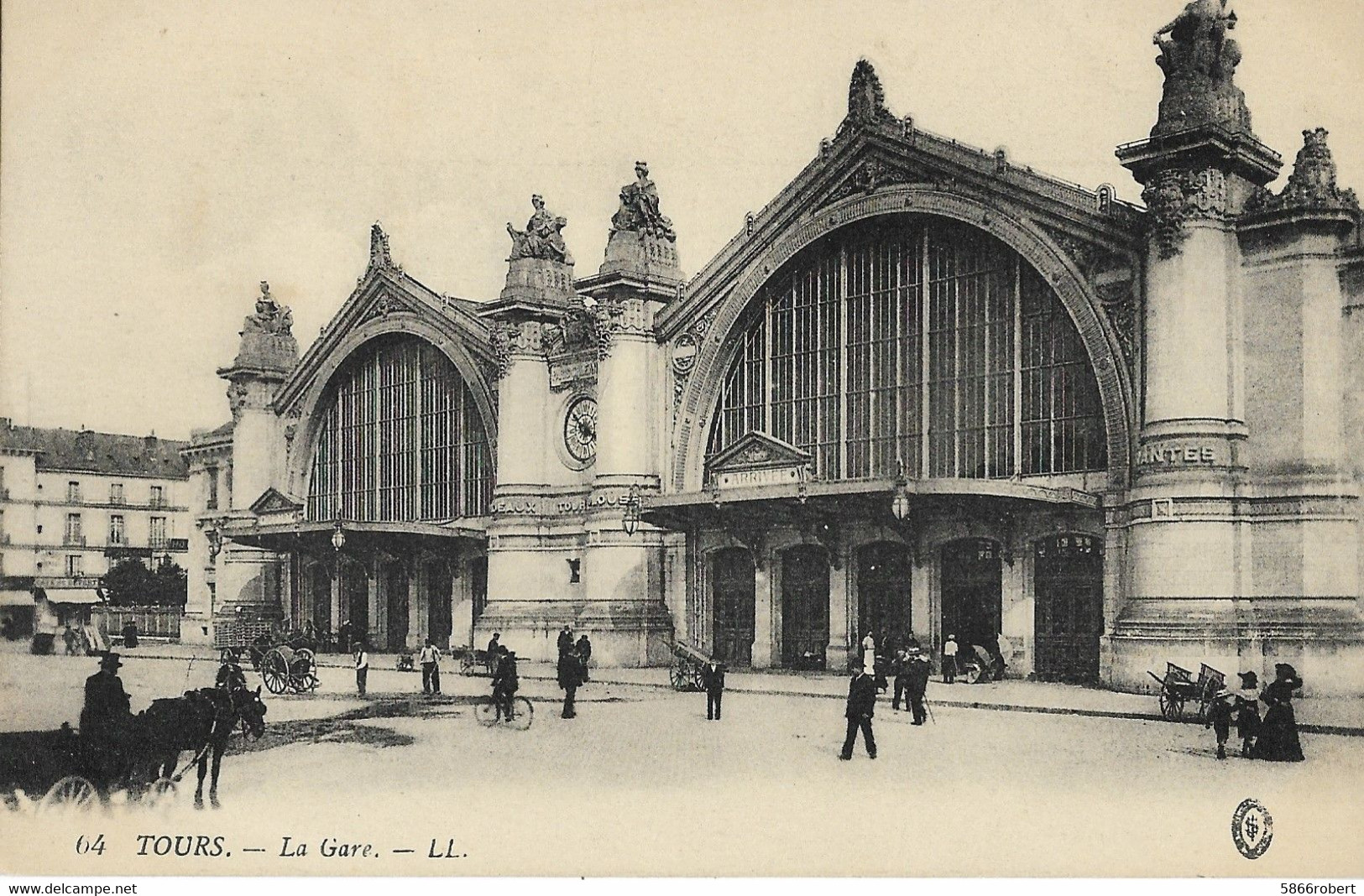 CARTE POSTALE ORIGINALE ANCIENNE : TOURS  LA GARE ANIMEE INDRE ET LOIRE (37) - Stazioni Senza Treni