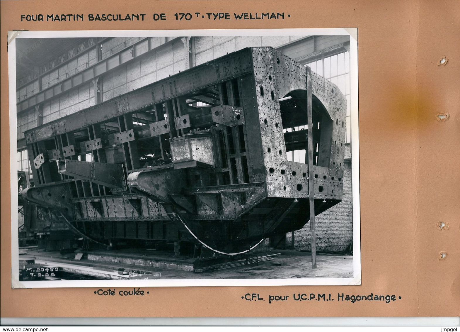 Dossier Photo Compagnie Fives Lille Four Martin Basculant De 170 T Type Wellman Pour UCPMI Hagondange 1953 - Altri & Non Classificati