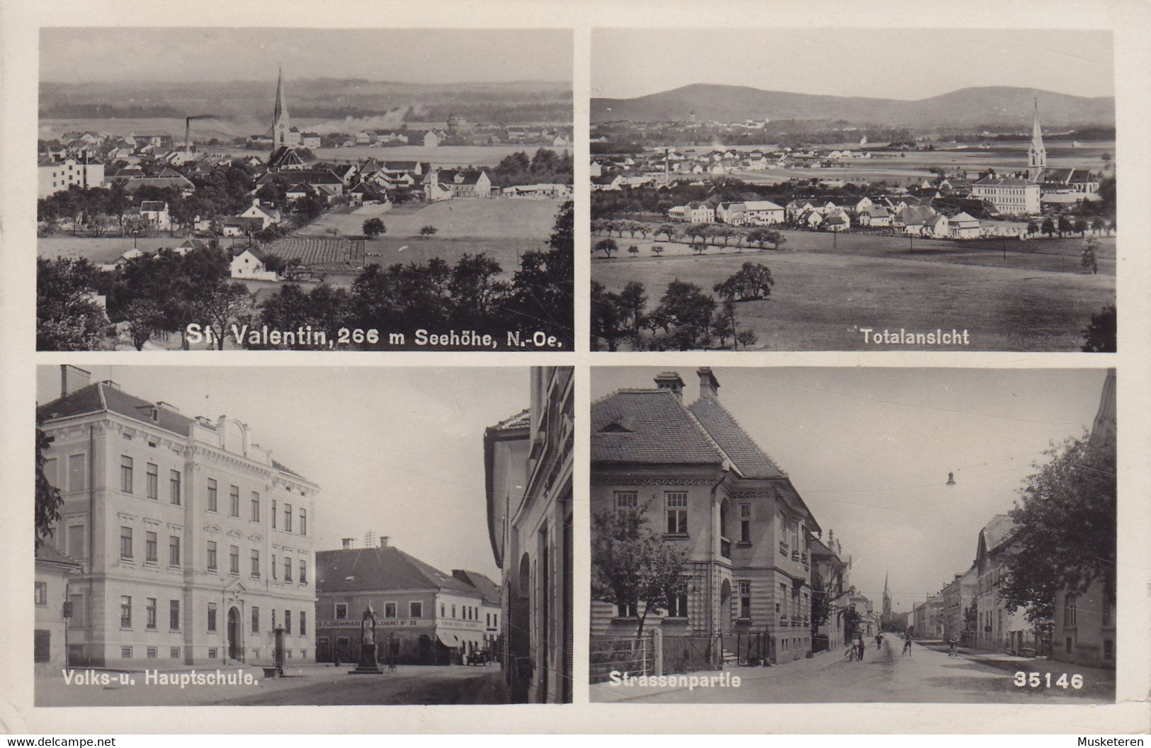 Austria PPC St. Valentin Volks-u. Hauptschule Strassenpartie P. Ledermann ST. VALENTIN 1948 Echte Real Photo (2 Scans) - St. Valentin