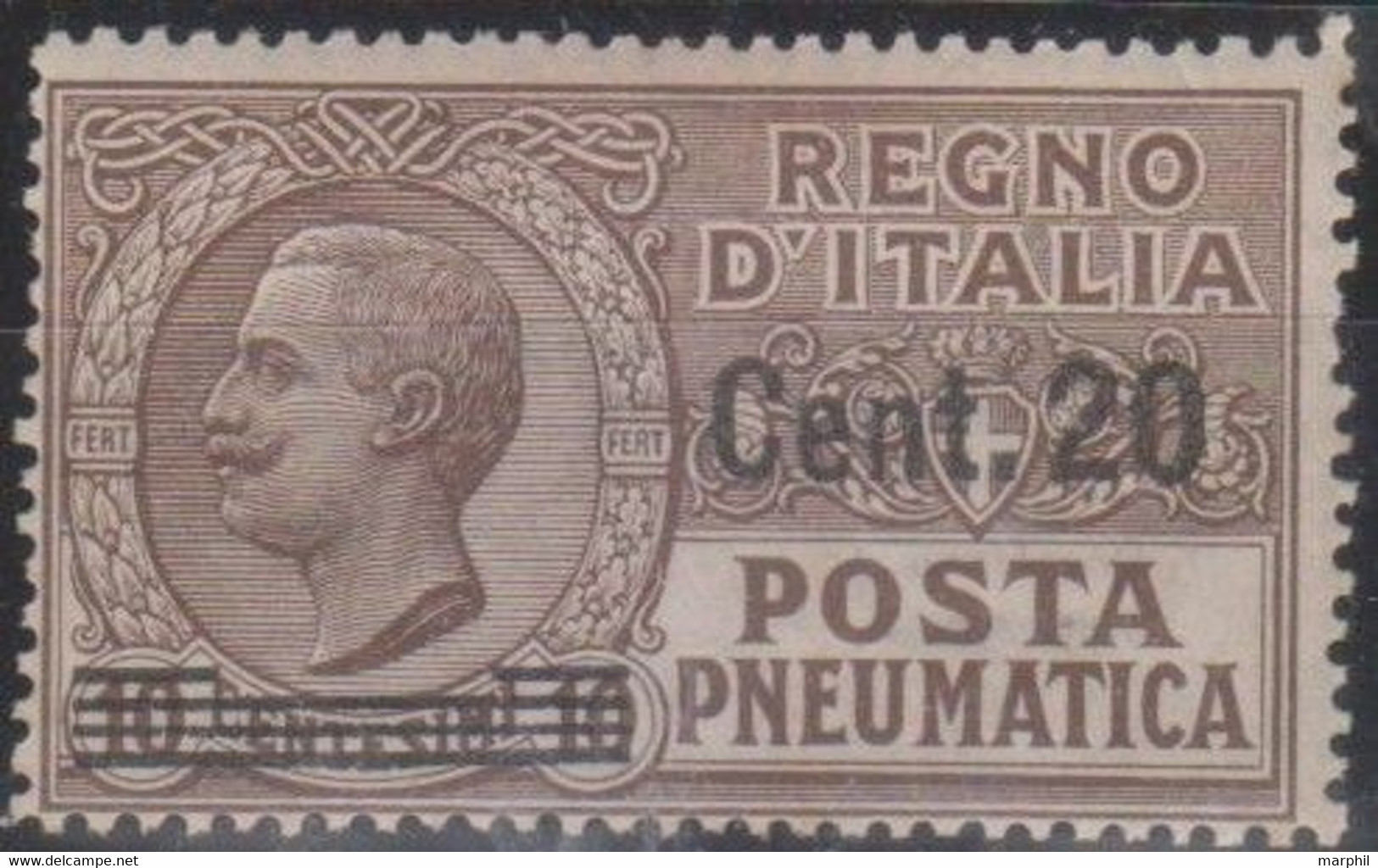 Italia 1924 Posta Pneumatica UnN°PN5 MNH/** Cent 20/10 - Poste Pneumatique