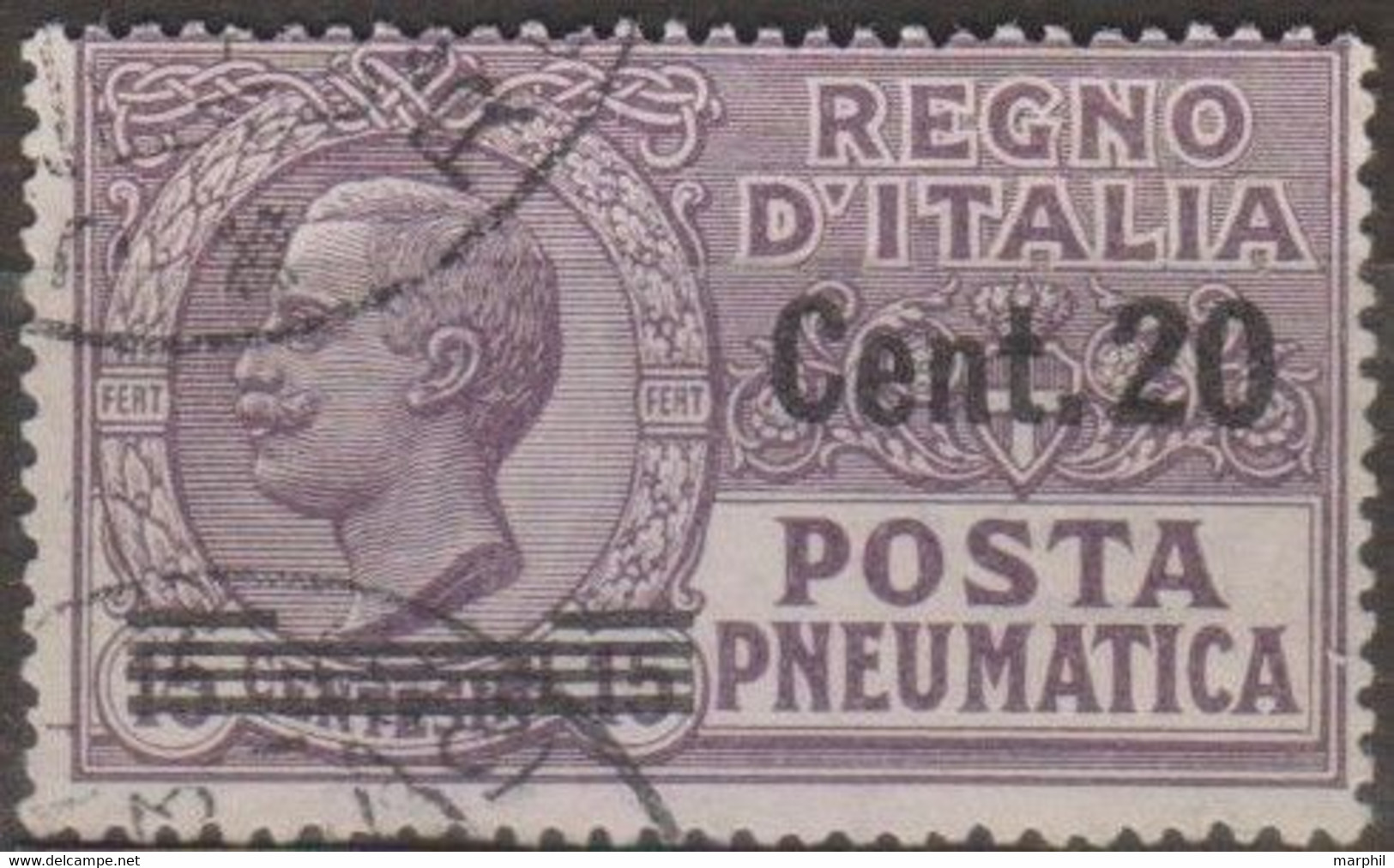 Italia 1924 Posta Pneumatica UnN°PN6 (o) Cent 20/15 - Poste Pneumatique