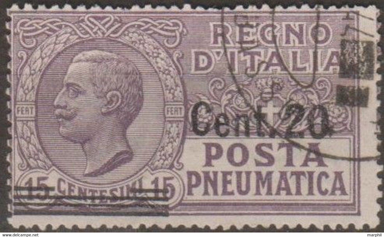 Italia 1924 Posta Pneumatica UnN°PN6 (o) Cent 20/15 - Pneumatic Mail