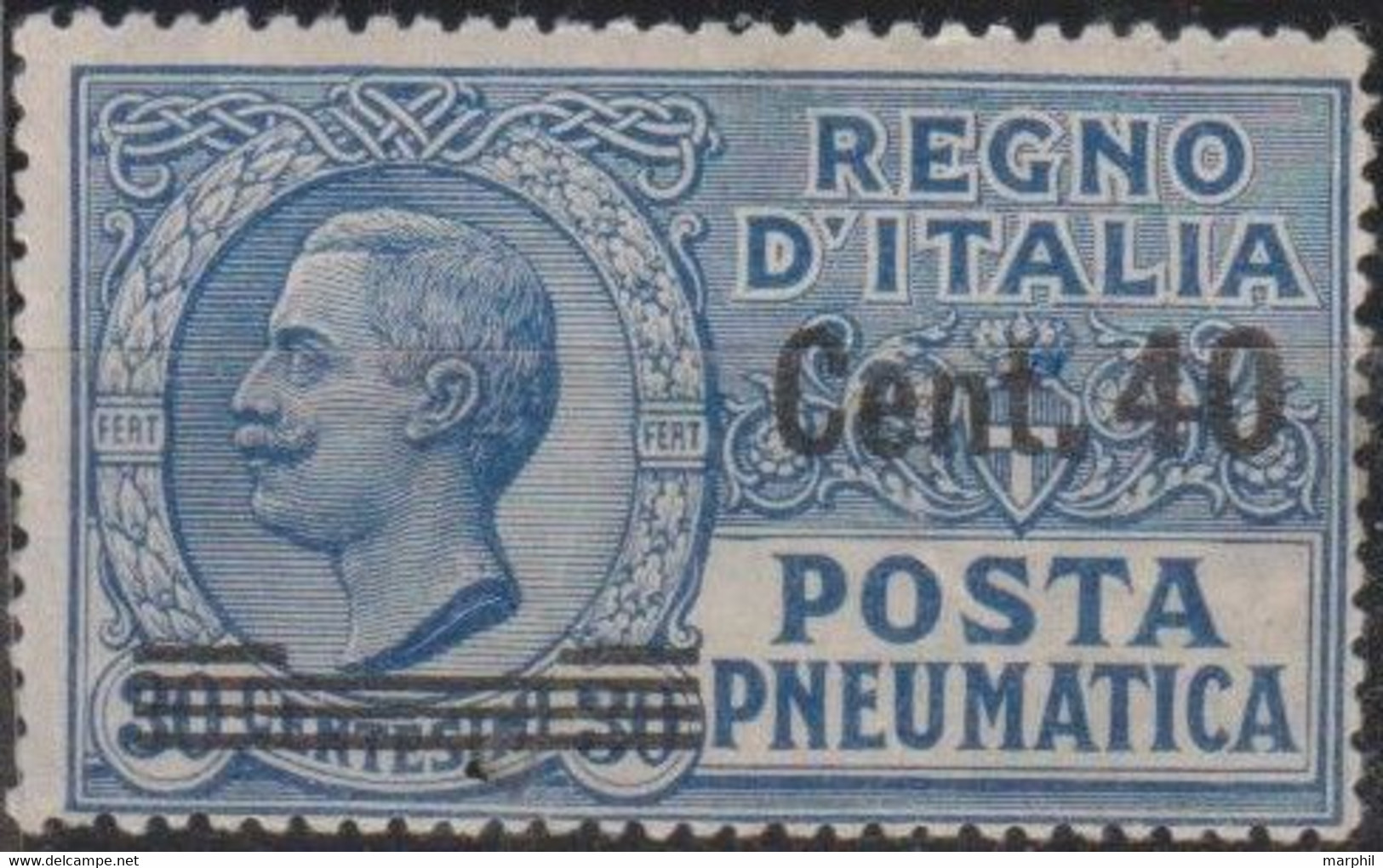 Italia 1924 Posta Pneumatica UnN°PN7 MLH/* Cent 40/30 - Pneumatic Mail