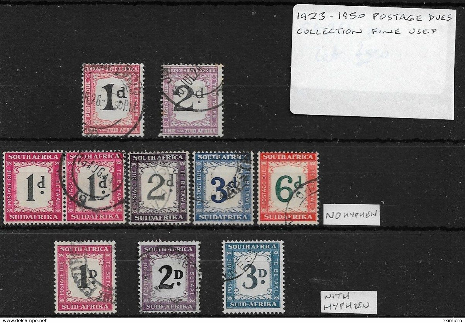 SOUTH AFRICA 1923 - 1950 POSTAGE DUES COLLECTION FINE USED - Postage Due