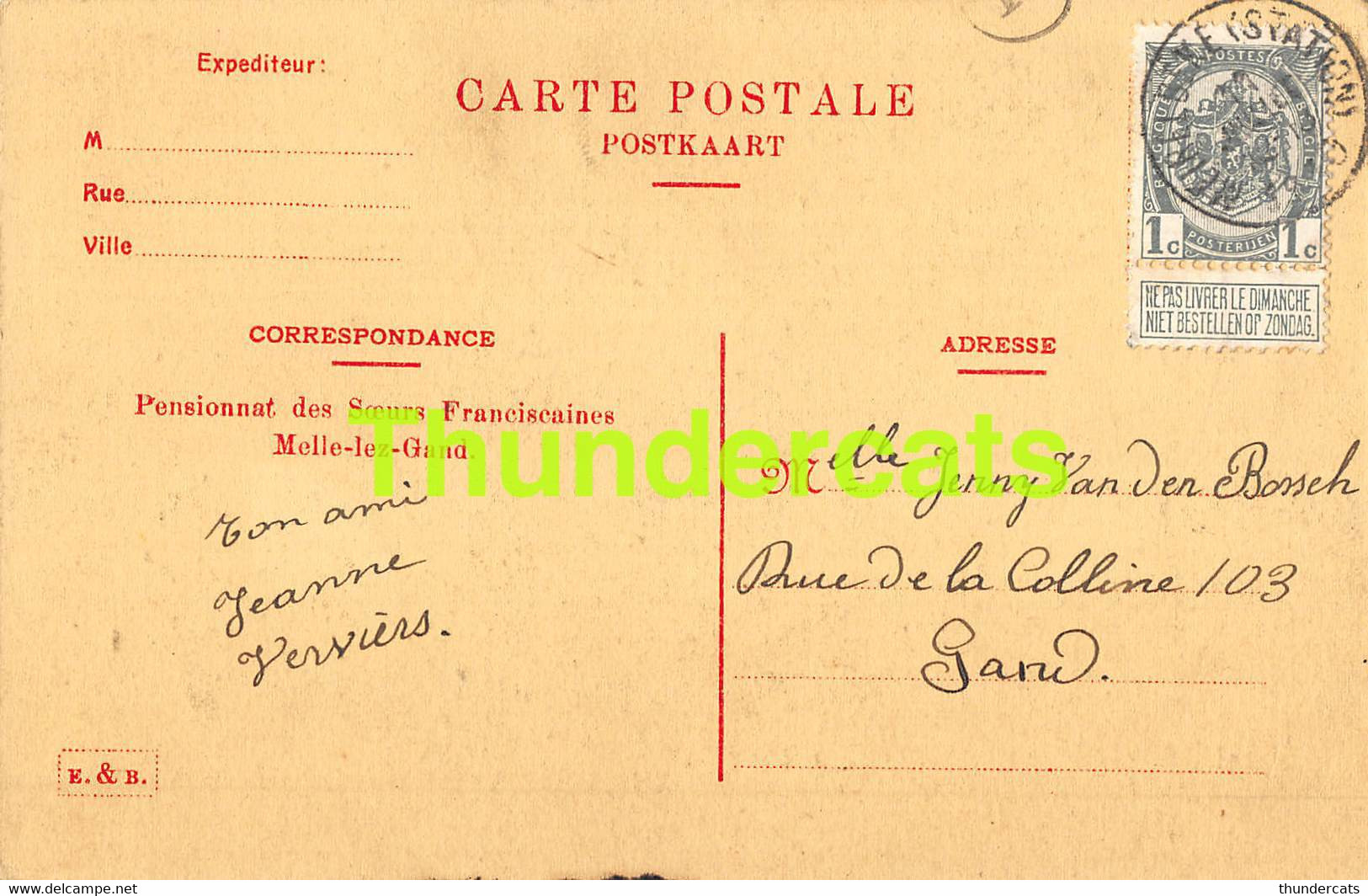 CPA PENSIONNAT DES SOEURS FRANCISCAINES MELLE LEZ GAND FACADE PRINCIPALE - Melle