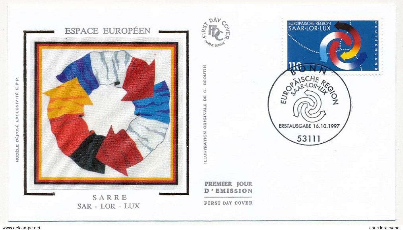 FRANCE / ALLEMAGNE / LUXEMBOURG - Emission Commune ESPACE EUROPEEN Sar Lor Lux - 5 Docs Soie - 1990-1999