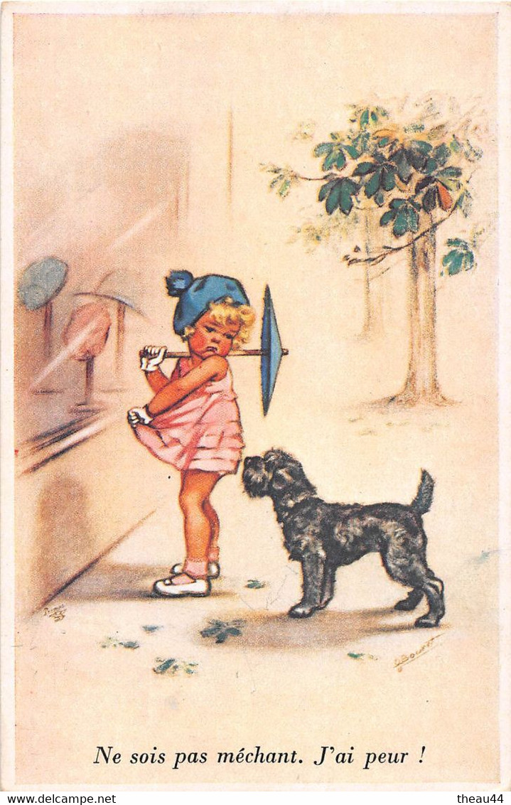 ¤¤  -  Illustrateur  " Germaine BOURET "  -  Fillette, Chien , Ombrelle    -  ¤¤ - Bouret, Germaine