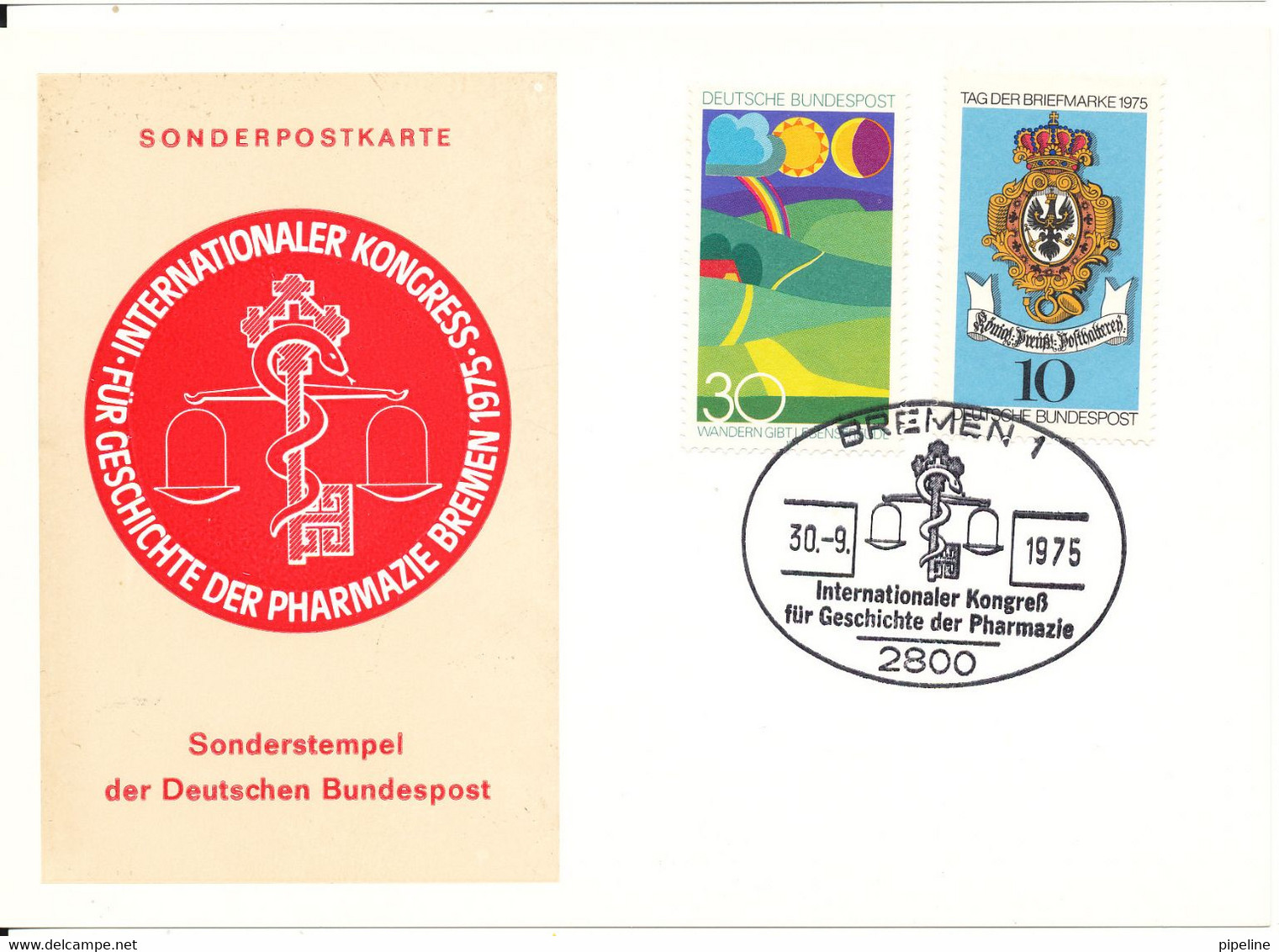 Germany Card International Congres Pharmacy Bremen 30-9-1975 - Pharmacy