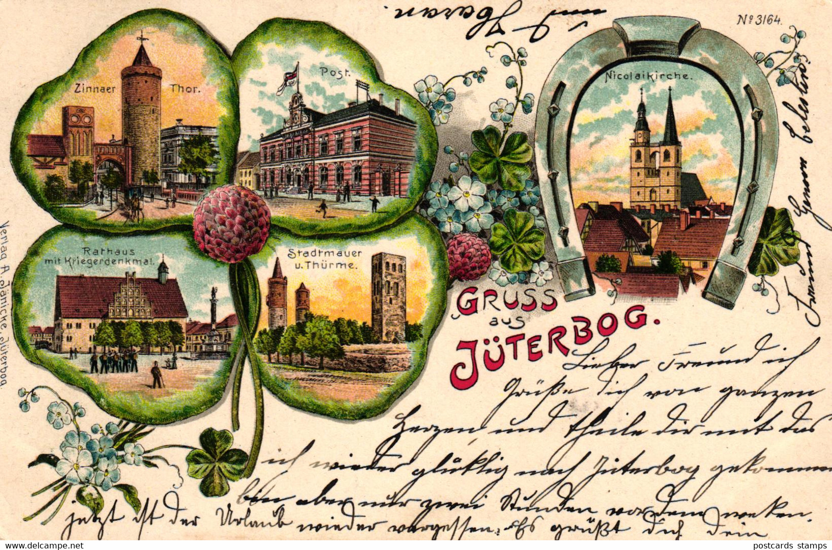 Jüterbog, Farb-Litho, Kleeblatt-AK, 1901 - Jueterbog